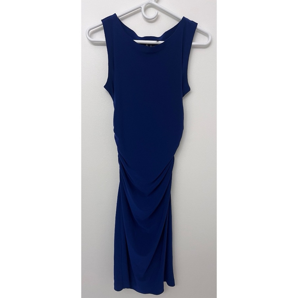 Norma Kamali Royal Blue Ruched Shirred Dress Sleeveless Size Small